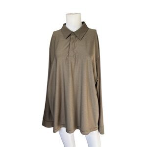 Lululemon Long Sleeve Polo Shirt Athletic Stretch Knit Green